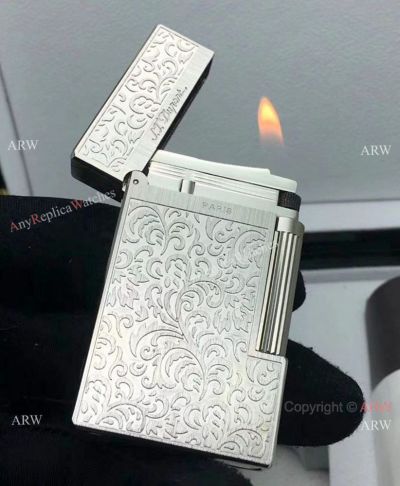 S T Dupont Replica Lighter - Silver Flower Lighter